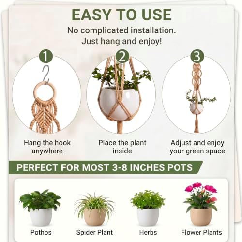 Shappy 2 Pack Boho Macrame Plant Hanger for Indoor