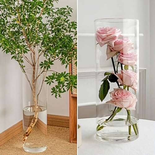 3 Large Clear Acrylic Plastic Cylinder Flower Vase
