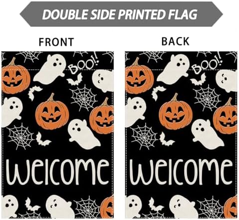 Ghosts Pumpkins Halloween Garden Flag Double Sided Yard Decor 12x18In