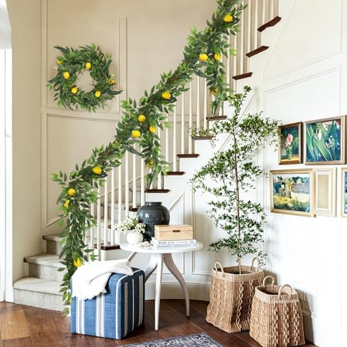 RECUTMS 2Pcs Artificial Ivy Vines with Lemon&Willow&Eucalyptus&Fern 5.9Ft