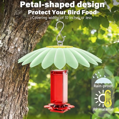 10.5 inch Hummingbird Feeder Shade Dome Cover,Rain Guard,Weather Guard for Bird Feeder, Umbrella Cover for Bird House for Outdoor,Squirrel Guard,Flower Design(Light Green)
