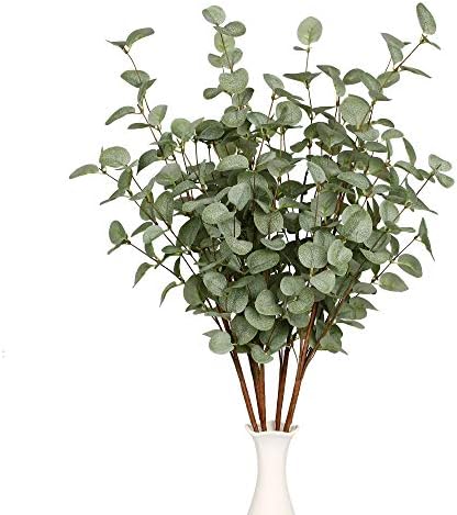 6 Pcs 27" Eucalyptus Stems Greenery Stems Eucalyptus Leaf Spray in Green Silk Plastic Plants Floral Artificial Plants for Home Party Wedding Decoration
