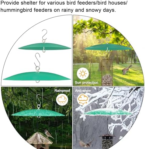 Metal Hummingbird Feeder Shade Cover Dome Shield Hang from Bird Feeders 13 Inch Bird Feeder Baffle for Outdoors/Backyard (2pack, Green)