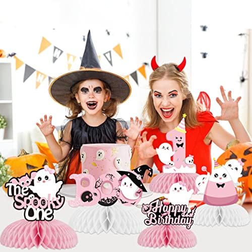 Halloween Honeycomb Centerpieces Pink Halloween 1st Birthday Table Decorations for Girls Baby Shower The Spooky One Girl Party Ghost Spooky Honeycomb Pumpkin Table Toppers