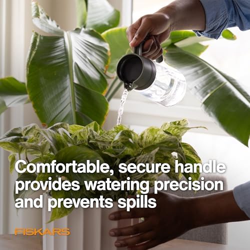 Fiskars 17oz Glass Watering Can for Indoor Plants, Easy Fill Top, Clear
