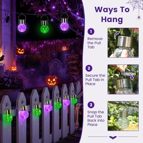 GIGALUMI Halloween Solar Lights Outdoor Solar Hanging Lanterns Outside 12PC
