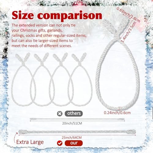 Zhengmy 20 Pcs 25 Inch Extra Long Christmas Garland Ties Christmas Decorative Twist Ties for Banister Reusable Flexible Twist for Holiday Xmas Home Decorations Craft Wrapping (White)