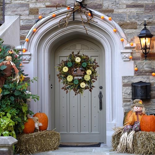 AMF0RESJ Fall Wreaths for Front Door 24" Autumn Door Wreath for Home Decor