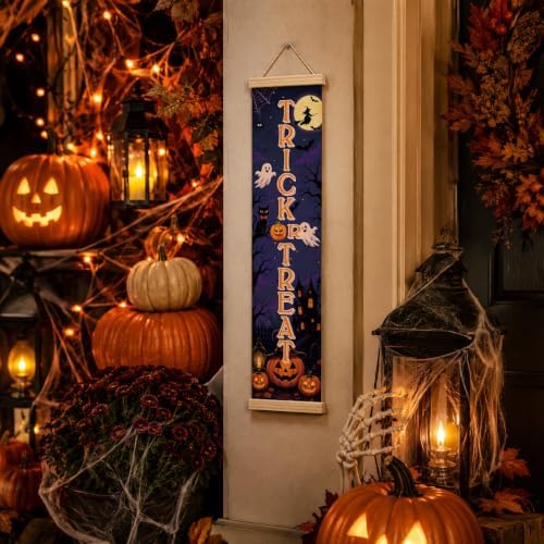 Halloween Door Banner, Trick or Treat Canvas Decor for Front Porch