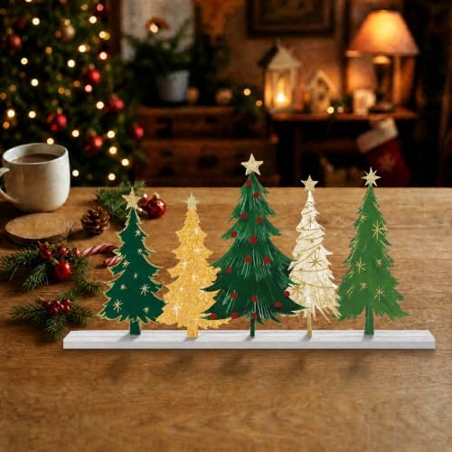 Smile Table Decor, Standing Centerpieces, 5Pcs Christmas Trees