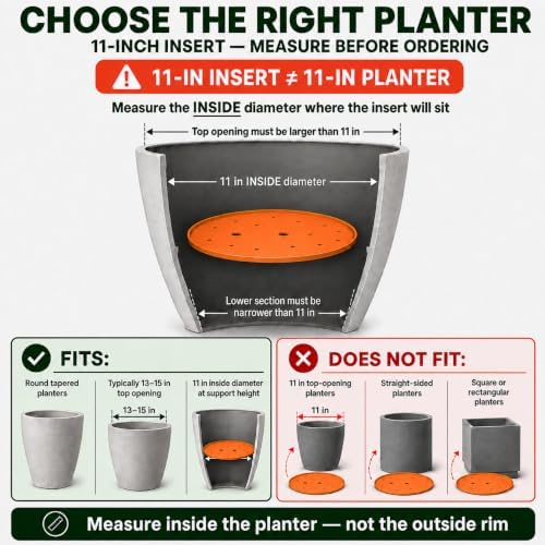 2-Pack Round Planter Insert - Plant Pot Insert, 11 inch