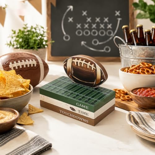 Smile Fall Wooden Decor Signs Football FALL Y'ALL Tiered Tray Tabletop Signs for Autumn Harvest Thanksgiving Game Day Decor