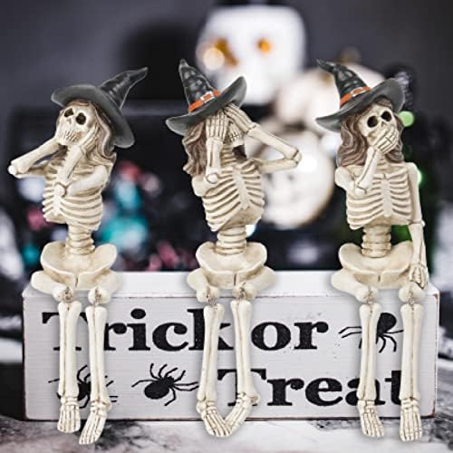 Newman House Studio Halloween-Décorations No-Evil-Skeleton-Figurines