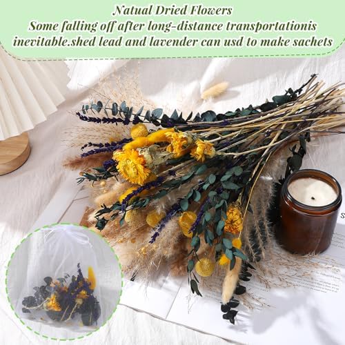 Mixed Dried Eucalyptus Stems with Lavender, Yellow Bunny Tails