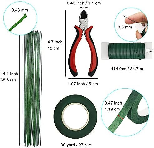 Floral Arrangement Kit - DIY Bouquet Making Tools - 24 Gauge Stem & Paddle Wire, Wire Cutter, Tapes
