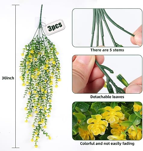 RECUTMS Outdoor Fake Hanging Plants,Draping Plant Vine,Faux Eucalyptus Leaf