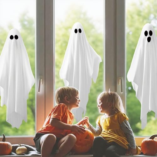 Spooky Halloween Window Clings Decorations: 3 Large Ghost Mirror Decals