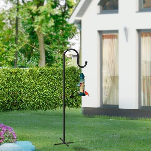 36in 5‑Prong Shepherd Hooks,4‑Pack Heavy‑Duty Iron Garden Hooks for Outdoor
