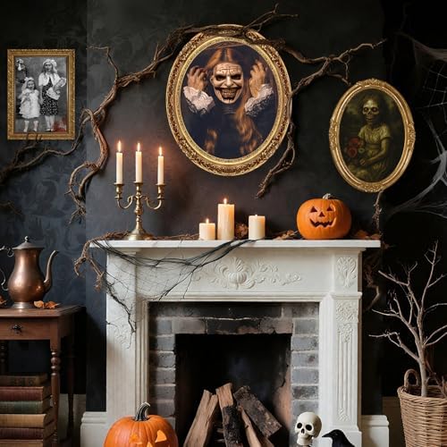 Scary Halloween Decoration Indoor Home Wall Decor Changing Picture, 6Pcs