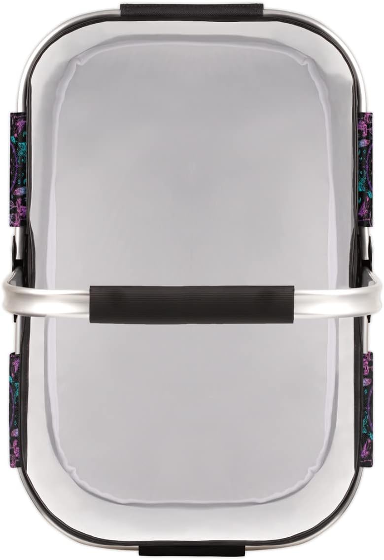 40L Large Collapsible Market Basket - Aluminum Frame | Poly Fabric | Convenient Fold Flat Design | Reusable