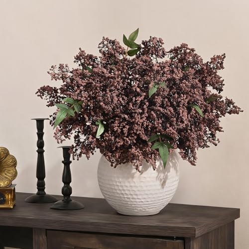 43In Faux Berry Stems, Artificial Nandina Branches Fall Decor, Dark Brown
