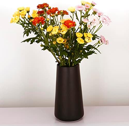 Ceramic Black Vase, Simple Vases for Lavender Pampas Grass Dried Flowers Plants, Frosted Elegant Vase for Modern Table Shelf Wedding Home Decor (Large)