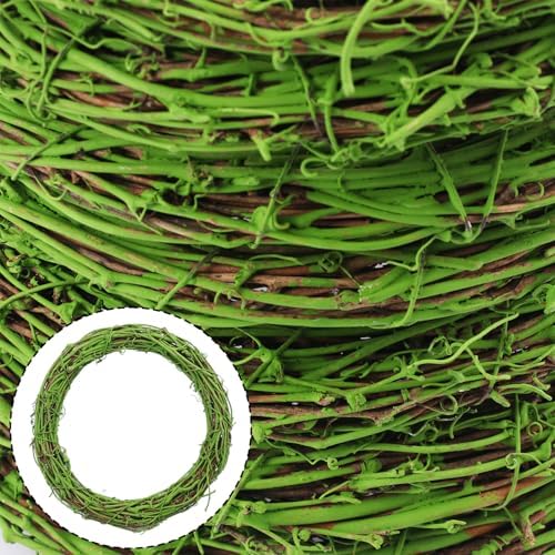 10 Pcs 8 inch Natural Grapevine Wreath Set, Green
