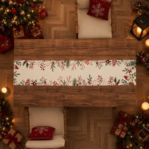 Christmas Decorations - Elegant Farmhouse Christmas Table Runner