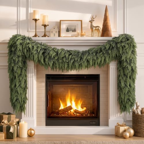 Alupssuc 12FT Christmas Garland, Encrypting Real Touch Cedar Garland