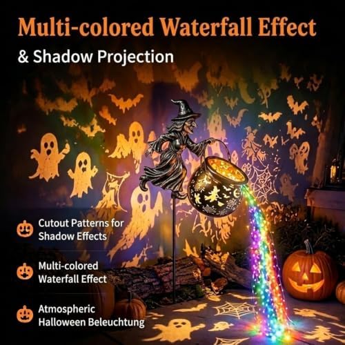 Halloween Witch Cauldron Garden Light，3D：1