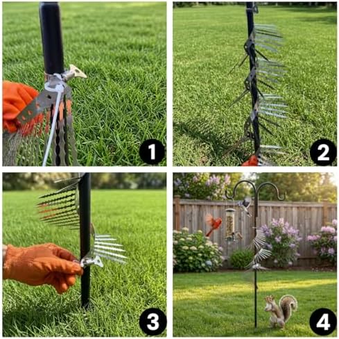 2m Anti-Bird/Squirrel Spikes & Squirrel Proof Baffle for Bird Feeders Pole