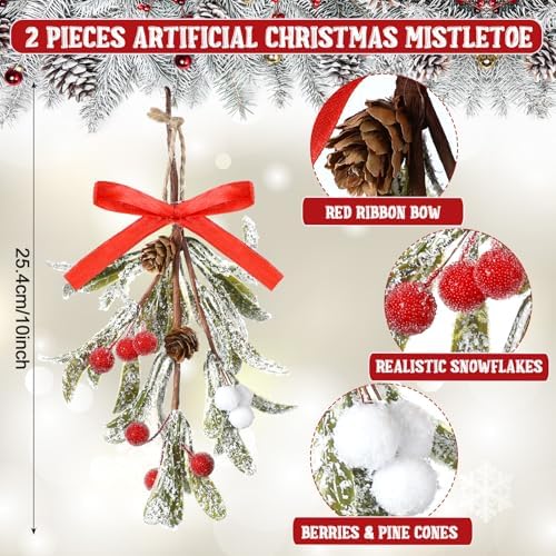 Giegxin 1 Piece Christmas Mistletoe Ornament,Color Style,Red