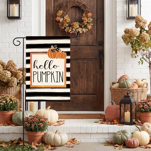 AVOIN colorlife Hello Pumpkin Fall Garden Flag 12x18 Inch