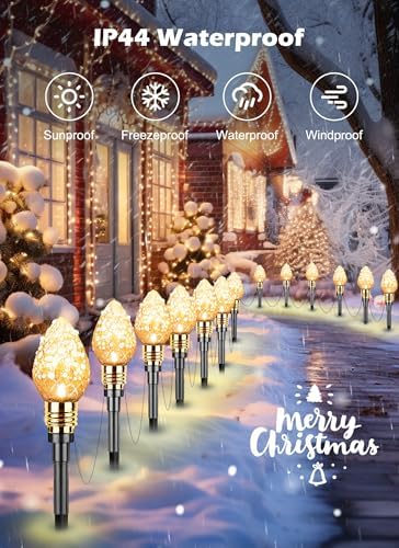 2 Pack Strawberry C9 Christmas Pathway Lights Outdoor, Total 34.8FT 20 LED