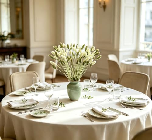 100Pcs Fall Dried Flowers Stems Natural Dried Pampas Grass Bouquets White and Green Gem Grass Artificial Dried Plants Boho Floral for Autumn Vase Filler Floral Arrangements Home Table Wedding