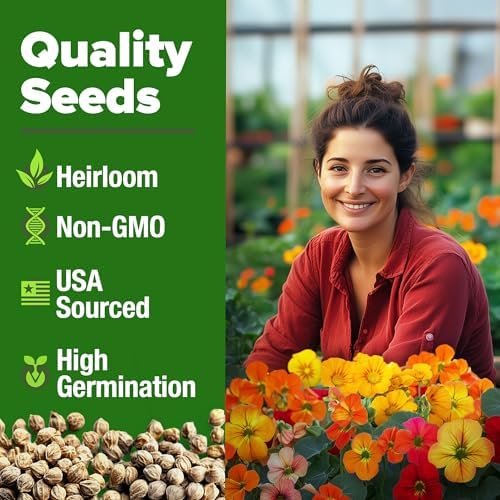 HOME GROWN Nasturtium 250+ Seeds, Dwarf Tall Trailing Mix, Tropaeolum majus