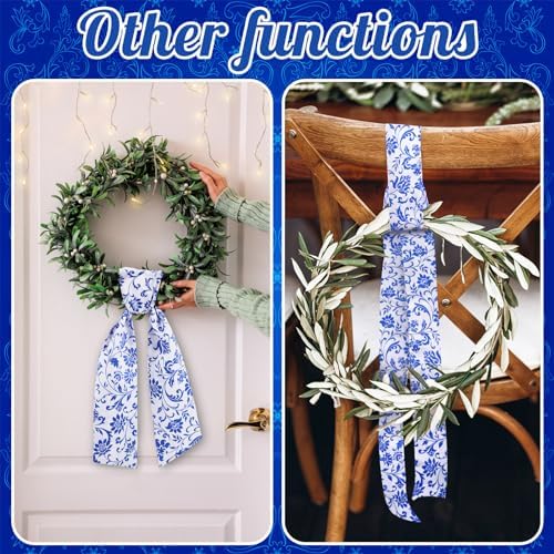 VitalCozy Chinoiserie Wreath Sash for Front Door