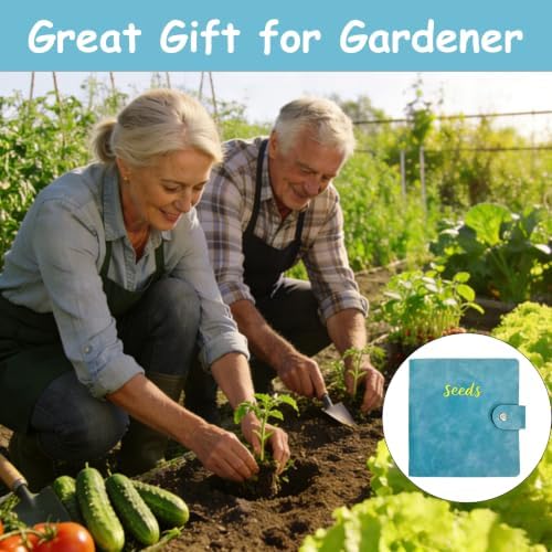 Seed Storage Organizer Binder, Seed Packet Organizer with 50 Clear Pockets