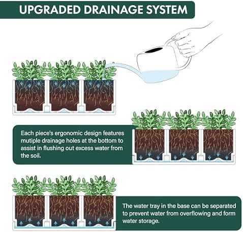 D'vine Dev 2-Pack Plastic Herb Garden Planter Set, White, 76-V-A-2