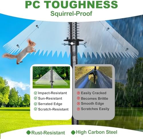 92" Bird Feeder Pole, Heavy-Duty Bird Feeder Pole with Squirrel Baffle