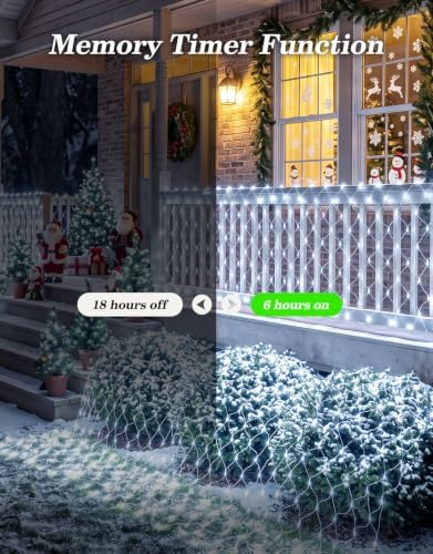 34.5x5FT Christmas Net Lights Outdoor Plug in with 8 Modes