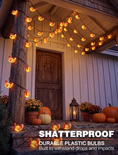 SUNSGNE Thanksgiving Turkey String Lights, 12FT 20 LED Fall Decor Lights