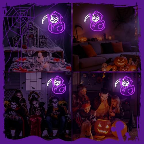 Grim Reaper Halloween Neon Sign for Wall Decor Dimmable Halloween Duck Sign