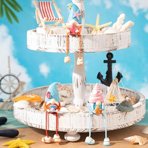 3 Pcs Beach Gnome Figurines Summer Coastal Resin Dangling Legs