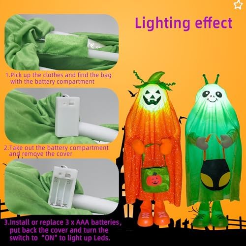 YUETJIN 32" Light Up Halloween Alien Décor, Standing Trick or Treat-Alien