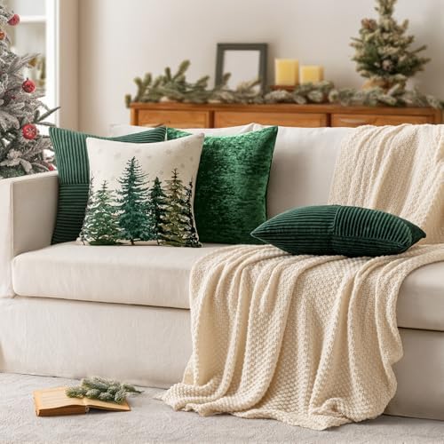 MIULEE Army Green Decorative Throw Pillow Covers for Couch 16x16 Inch