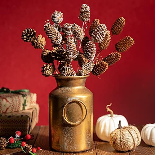 8 Pcs Large Natural Pinecone Branches Ornaments - 14" Snow Pinecones Picks