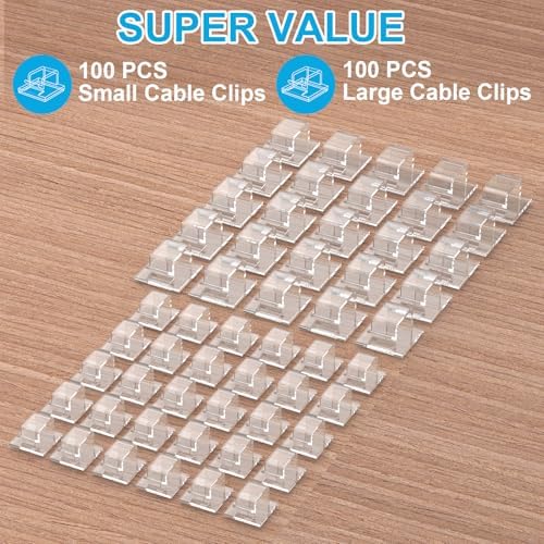 TidyHelper 200 PCS Adhesive Christmas Light Clips, Clear, Indoor/Outdoor
