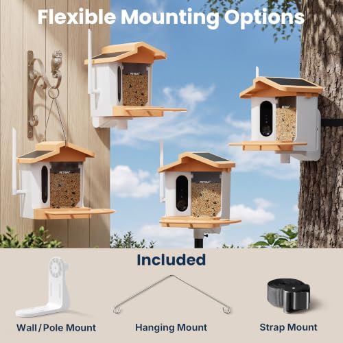 Smart Bird Feeder with 2K Camera Solar Powered, AI Identify Bird Species