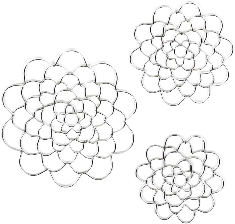 Stainless Steel Floral Grid Organizer, 2025 New Flower Arrangement Holder, Floral Grid Reuseable Flower Frog Wire Arranger Twist for Vase Floral Stems Bouquets Plant Fixation Sliver (Sliver-3pcMix)